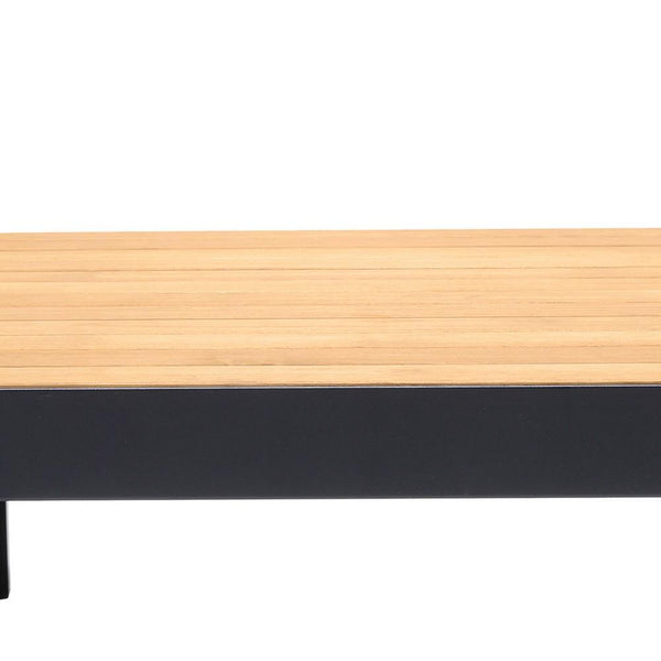 Square Outdoor Coffee Table With Slatted Table Top, Gray - BM236344
