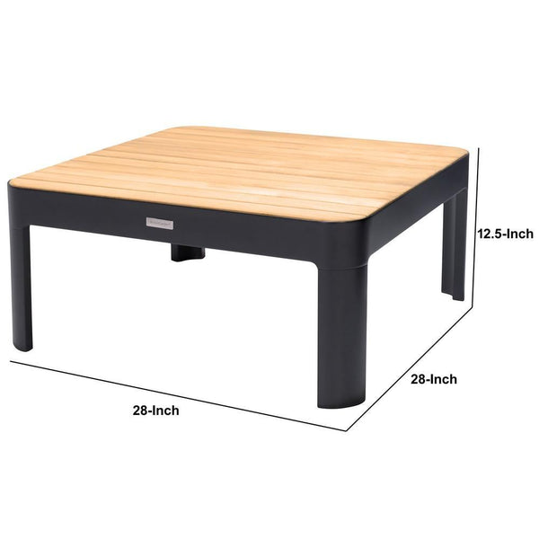Square Outdoor Coffee Table With Slatted Table Top, Gray - BM236344