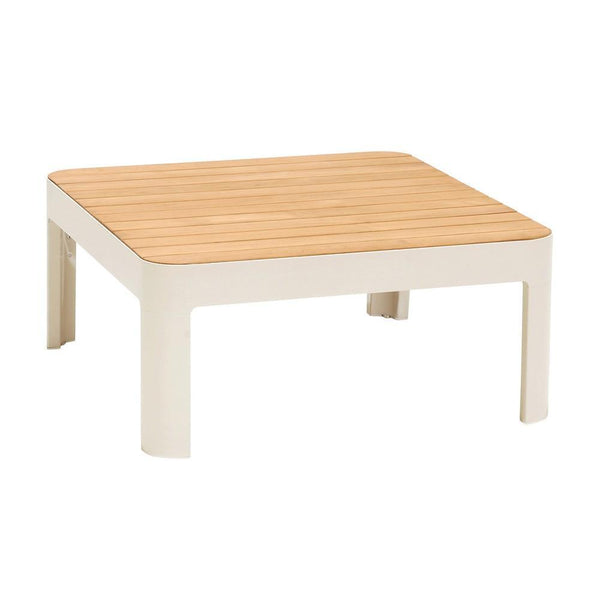 Square Outdoor Coffee Table With Slatted Table Top, Light Gray