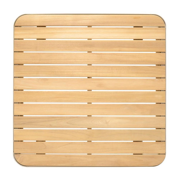 Square Outdoor Coffee Table With Slatted Table Top, Light Gray
