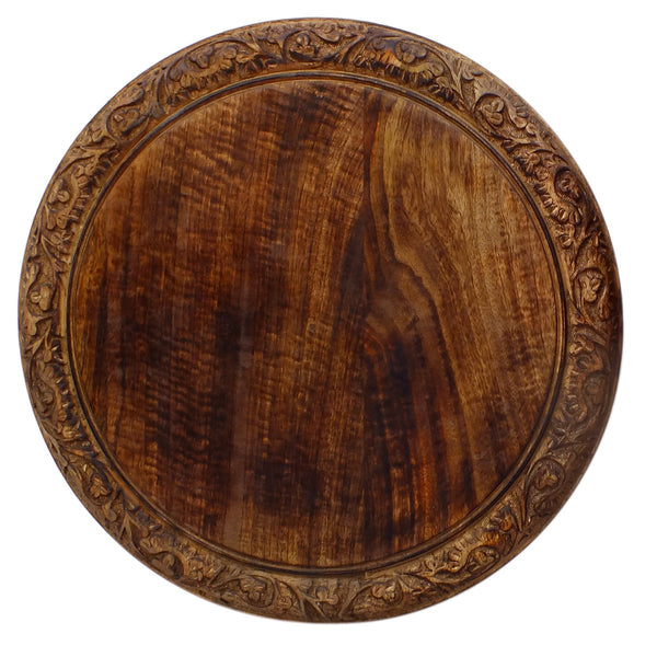 The Urban Port Wooden Hand Carved Folding Accent Coffee Table, Brown - UPT-148946