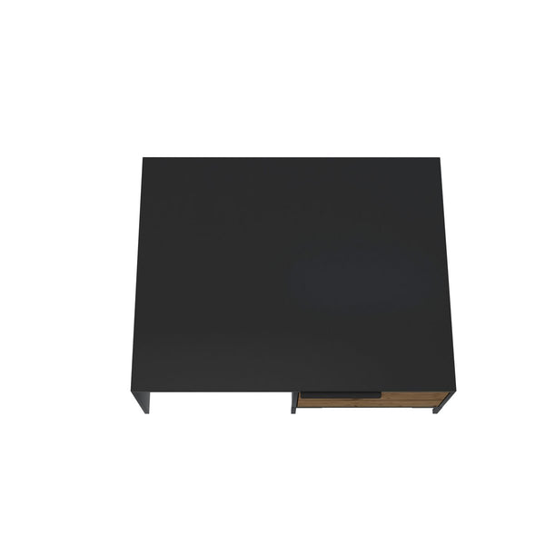 Wood And Metal Rectangular Accent Coffee Table With Drawer, Brown And Black