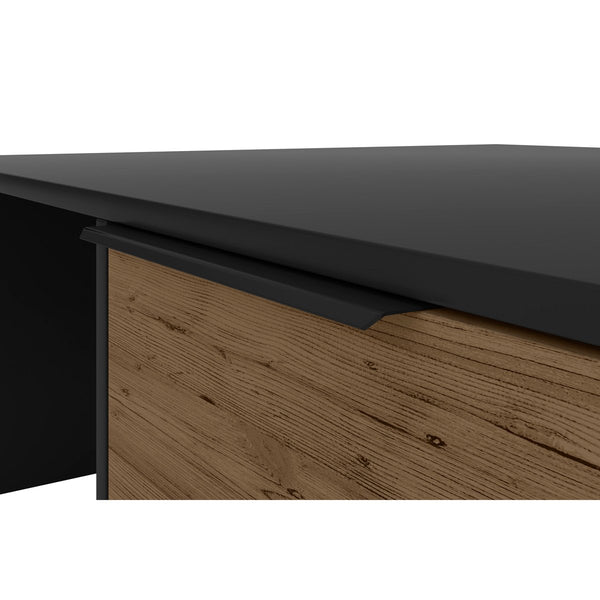 Wood And Metal Rectangular Accent Coffee Table With Drawer, Brown And Black