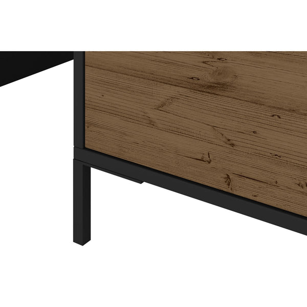 Wood And Metal Rectangular Accent Coffee Table With Drawer, Brown And Black