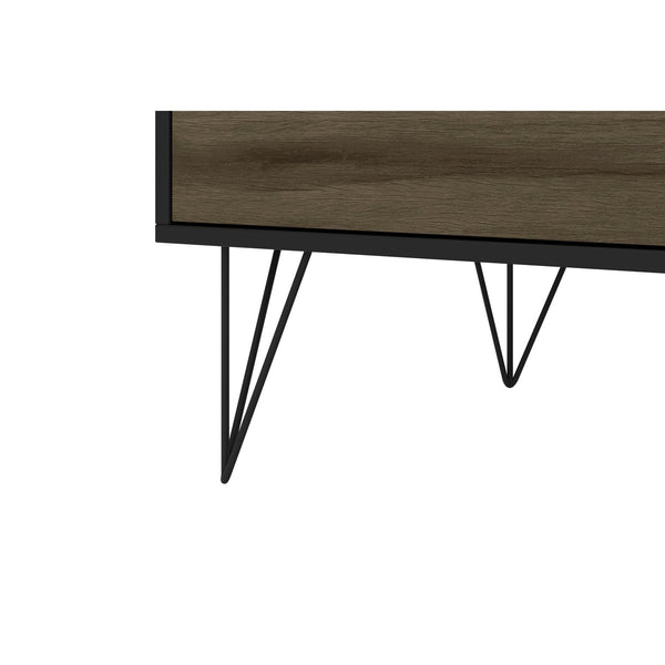 2 Removable Drawer Wooden Coffee Table With Hairpin Legs, Black And Brown - UPT-225267