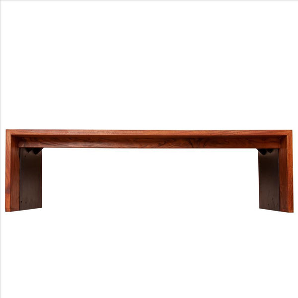 Rectangular Wood And Metal Panel Top Industrial Coffee Table With Grains, Brown And Black - UPT-238063