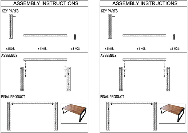 48 Inches Wooden Top Industrial Coffee Table With Metal Sled Base, Brown And Black