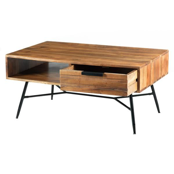 Products Wood And Metal Coffee Table With Spacious Storage, Brown And Black