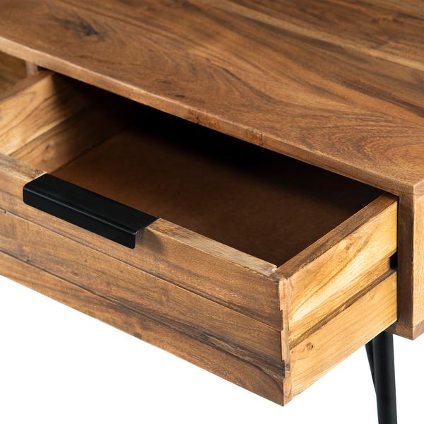 Products Wood And Metal Coffee Table With Spacious Storage, Brown And Black