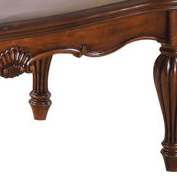 Wooden Coffee Table With Reeded Turned Legs, Cherry Brown - BM186034
