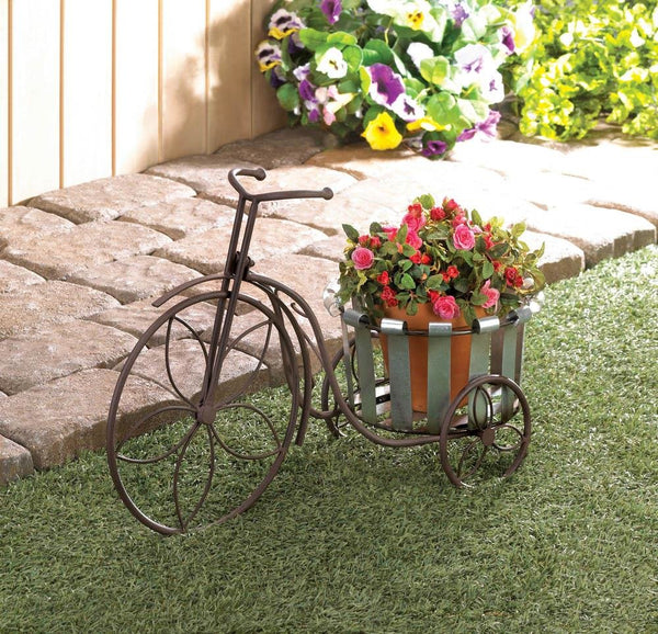 Galvanized Bucket Bike Plant Stand