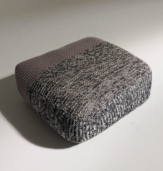 Handmade Knitted Floor Cushion | Mottled Grey & Ashes Of Roses