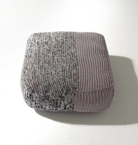 Handmade Knitted Floor Cushion | Mottled Grey & Ashes Of Roses