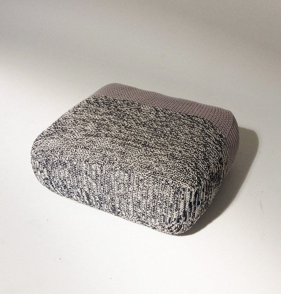 Handmade Knitted Floor Cushion | Mottled Grey & Ashes Of Roses