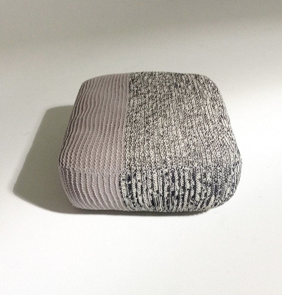 Handmade Knitted Floor Cushion | Mottled Grey & Ashes Of Roses