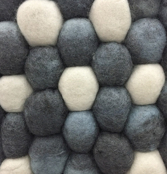 Handmade Woolen Pebble Pouf | Grey Blue