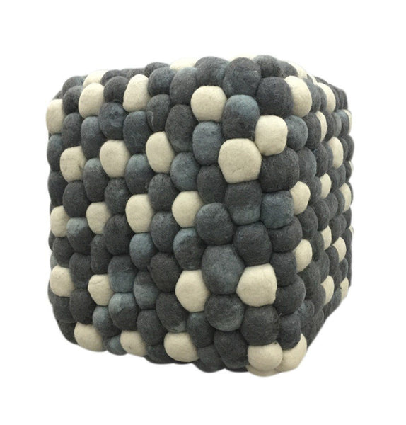 Handmade Woolen Pebble Pouf | Grey Blue