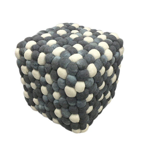 Handmade Woolen Pebble Pouf | Grey Blue