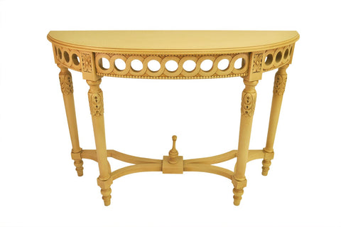 Neoclassical Demilune Console w/ Crackle Finish Table Top - HT-101C
