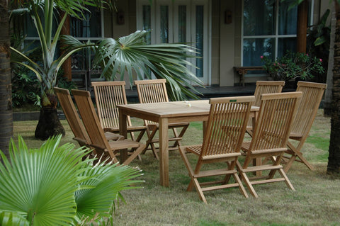 Windsor Classic Chair 9-Pieces Folding Dining Set - Set-104B