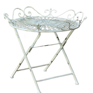 Folding Victorian Garden Armchair "Stephania" in Antique White