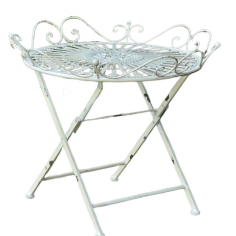 Folding Victorian Garden Armchair "Stephania" in Antique White